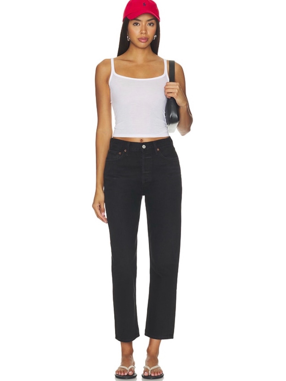 Agolde Black Riley Crop Ankle Straight Jeans